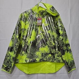 Nike Jacket Running Windbreaker Neon Green Silver Hoodie Large